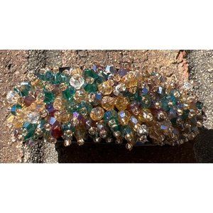 Green Banana Clip Multi-Colored Crystal Hair Clips -- NEW